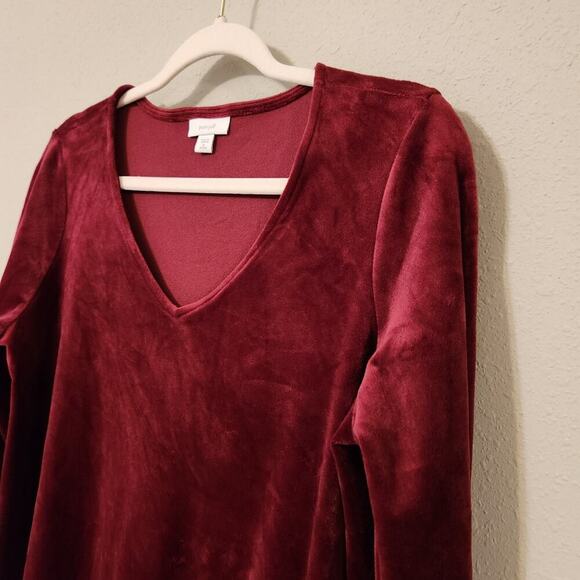 Pure Jill Velvety V-Neck Burgundy Top Size Medium Petite‎ - Picture 6 of 10